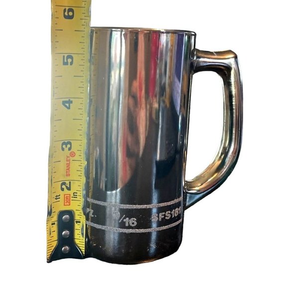 Snap-on USA Silver Beer Stein Glass Mug 12oz 9/16 SFS181 Pat. No. 3273430 - Picture 3 of 6